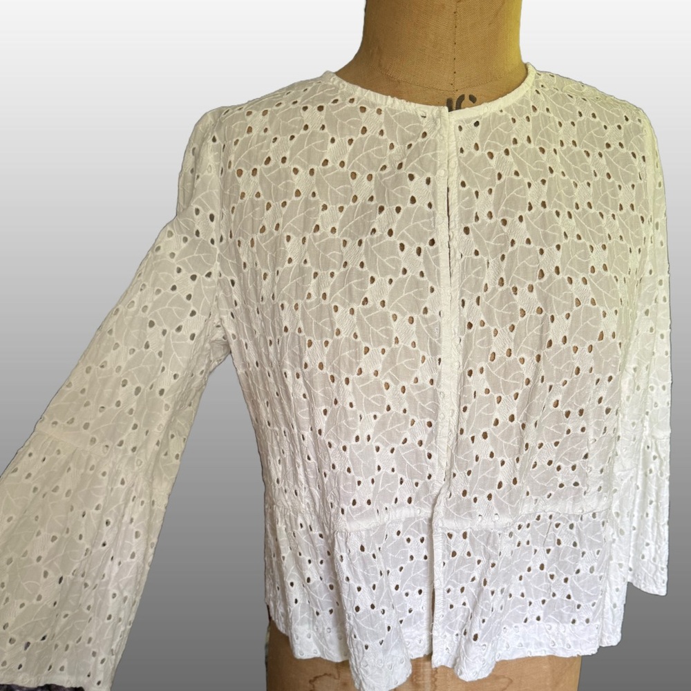 Zara White Eyelet Lace Blouse